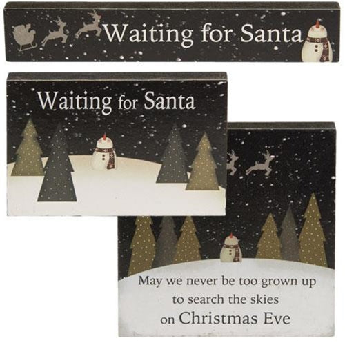 3/Set Waiting For Santa Blocks  (Pack of 4)