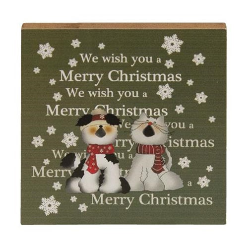 We Wish You A Merry Christmas Block  (Pack of 4)