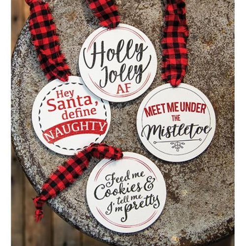 4/Set Christmas Package Round Wooden Tags (Pack of 4)