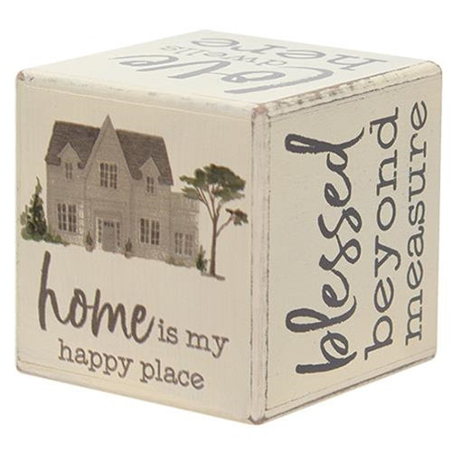 Home Is My Happy Place Six-Sided Block  (Pack of 4)