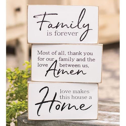 Family Is Forever Wooden Block 3 asstd. (Pack of 4)