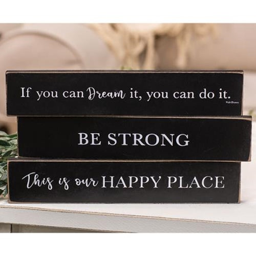 This Is Our Happy Place Wooden Block 3 asstd. (Pack of 4)
