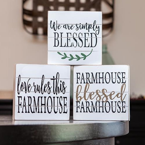 Farmhouse Shiplap Box Sign 3 Asstd. (Pack of 4)