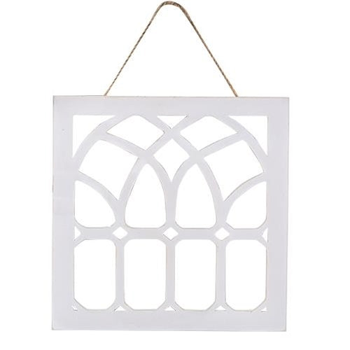 Distressed White Cathedral Window Hanger (Pack of 2)