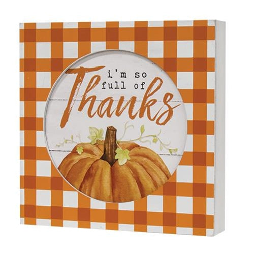 Full of Thanks Box Sign (Pack of 2)
