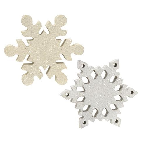 Wood Snowflake Sitter 2 Asstd. (Pack of 4)