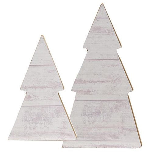 2/Set White Shiplap Trees  (Pack of 4)