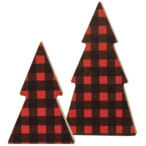 2/Set Red Buffalo Check Trees (Pack of 4)