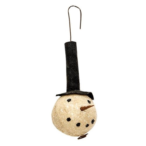 Primitive Top Hat Snowman Head Ornament (Pack of 4)