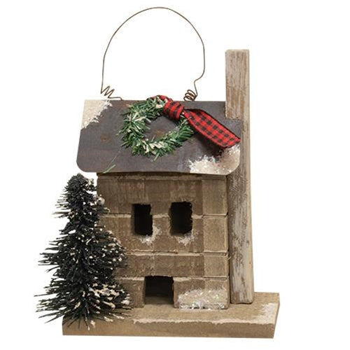 Primitive Town Snowy Cabin (Pack of 2)