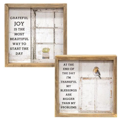 Grateful & Thankful Days Box Sign 2 Asstd. (Pack of 2)