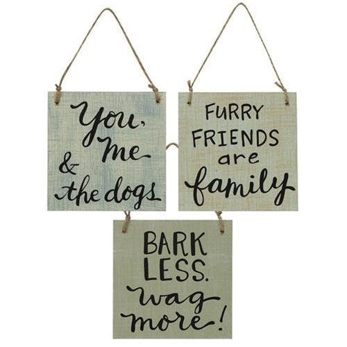 3/Set Doggie Sayings Sign Ornaments (Pack of 4)