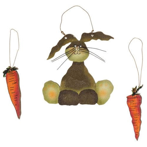3/Set Bunny & Carrots Ornaments (Pack of 4)