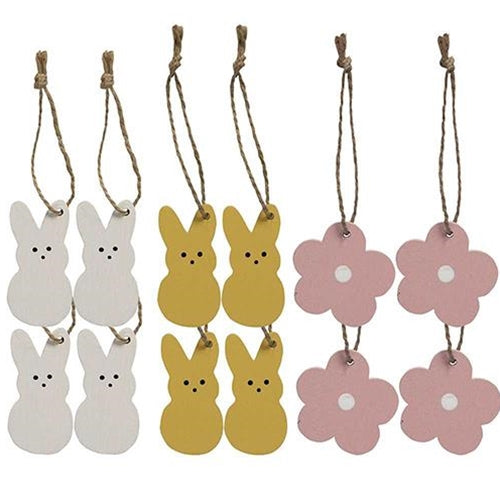 12/Set Bunny & Flower Mini Ornaments (Pack of 4)