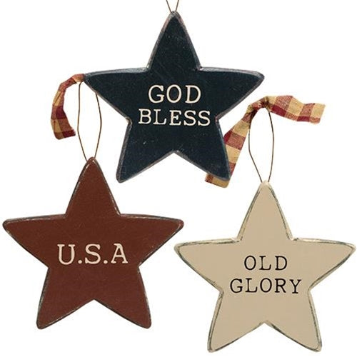 Patriotic Words Star Ornament 3 Asstd. (Pack of 4)