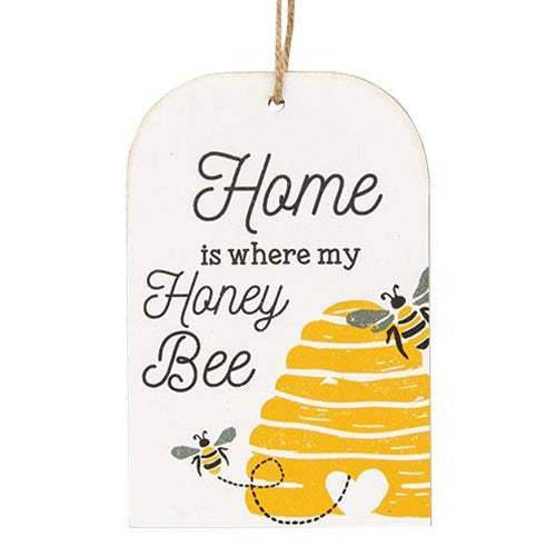 Home Is Where My Honey Bee Wooden Tag (Pack of 4)