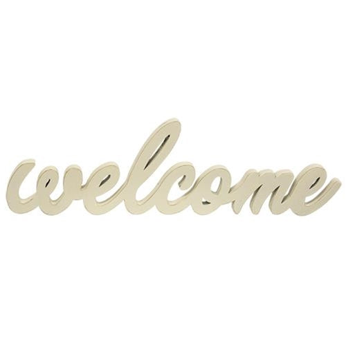 Hanging Ivory Script Welcome Sign (Pack of 4)