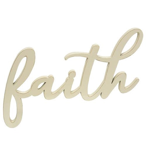 Hanging Ivory Script Faith Sign (Pack of 4)