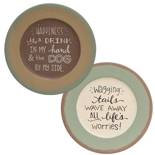 Happiness is a Dog and a Drink Plate 2 Asstd. (Pack of 2)