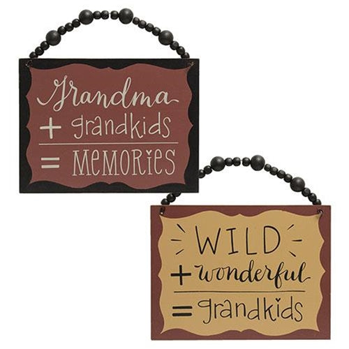 Grandparent Math Beaded Sign 2 Asstd. (Pack of 4)