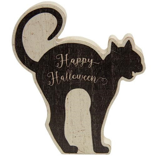 Happy Halloween Black Cat Chunky Sitter (Pack of 4)