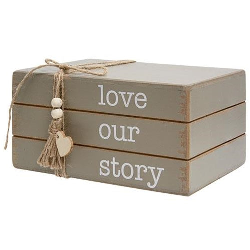 Love Our Story Wooden Book Stack (Pack of 2)