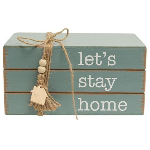 Let's Stay Home Wooden Book Stack (Pack of 2)