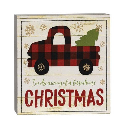 I'm Dreaming of a Farmhouse Christmas Box Sign  (Pack of 4)