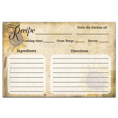 Sunflower Recipe Cards (Pack of 4)