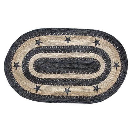 Primitive Pewter Star Braided Rug 3'x5'