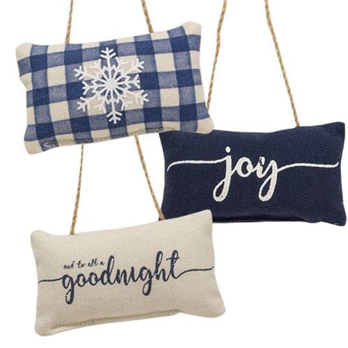 3/Set Blue Winter Pillow Ornaments (Pack of 4)