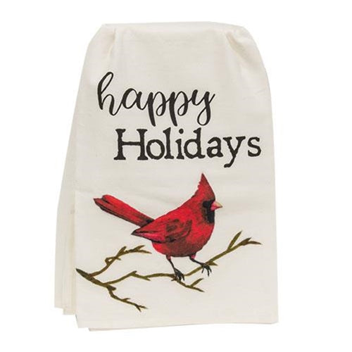 Happy Holidays Cardinal Dish Towel (Pack of 2)