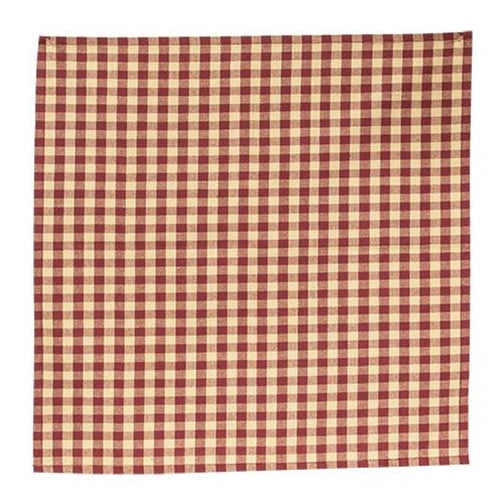 Burgundy & Tan Check Fabric Napkin (Pack of 4)