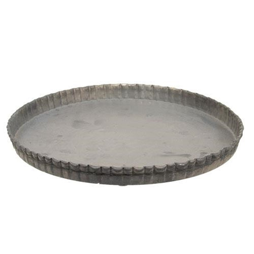 Antiqued Gray Fluted Candle Pan 7.5