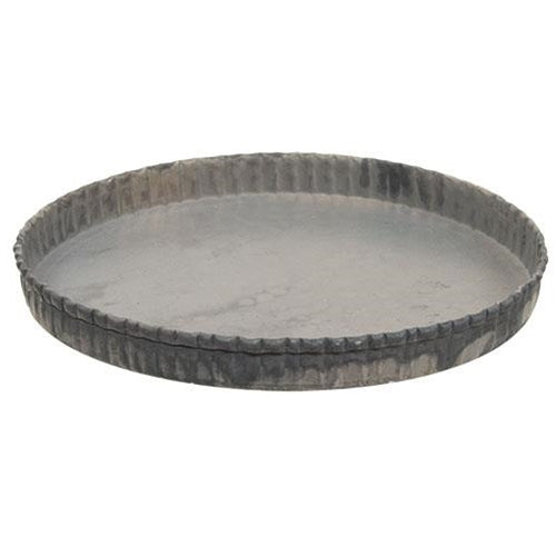 Antiqued Gray Fluted Candle Pan 6.5