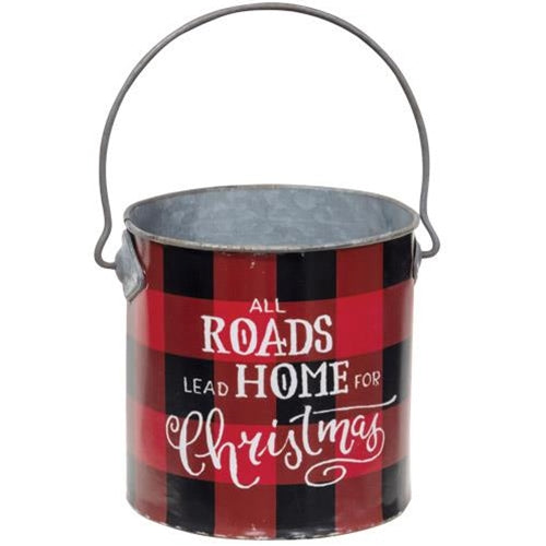 Home For Christmas Buffalo Check Bucket  (Pack of 4)