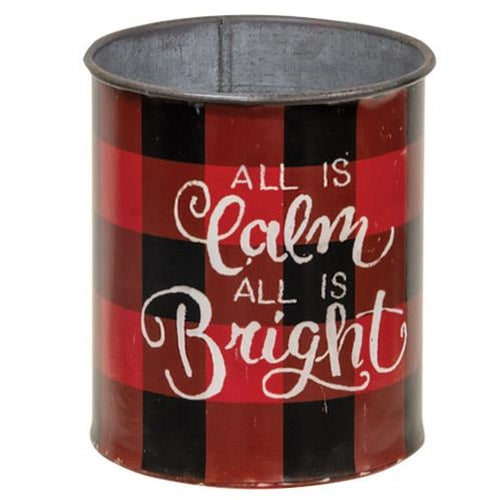 Calm and Bright Christmas Buffalo Check Bucket (Pack of 4)