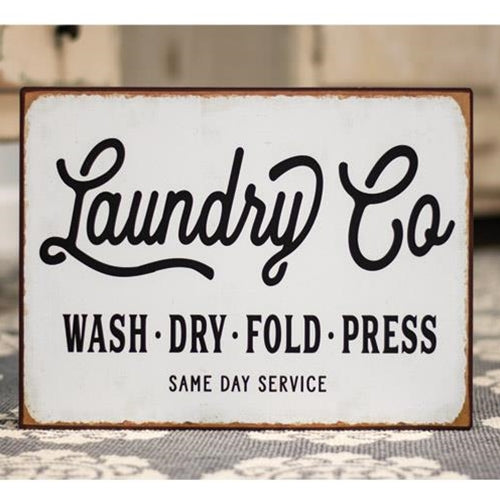 Laundry Co. Distressed Metal Sign  (Pack of 2)