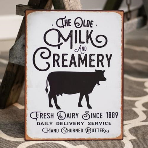 The Olde Milk & Creamery Distressed Metal Sign (Pack of 2)