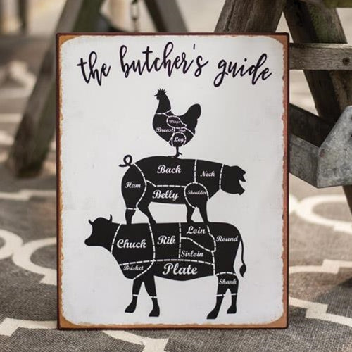 Butcher's Guide Distressed Metal Sign  (Pack of 4)