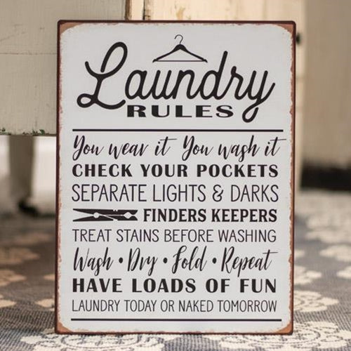 Laundry Rules Distressed Metal Sign (Pack of 2)