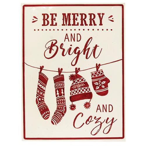 Merry Bright & Cozy Metal Sign (Pack of 2)