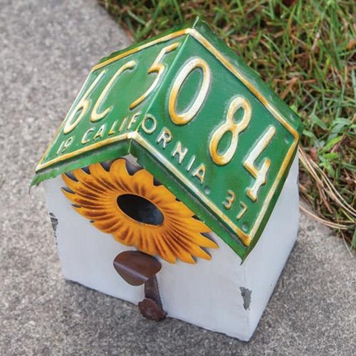 Vintage License Sunflower Birdhouse