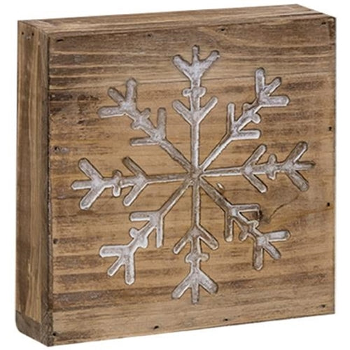 Snowflake Natural Wood Sign  (Pack of 4)