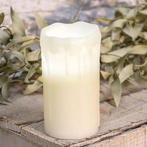 White Drip Pillar Candle 3