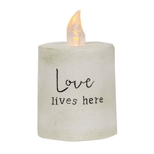Love Lives Here White Cement Timer Pillar  (Pack of 4)