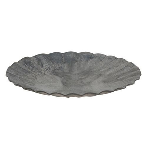 Graywashed Tin Fluted Candle Pan 4.5