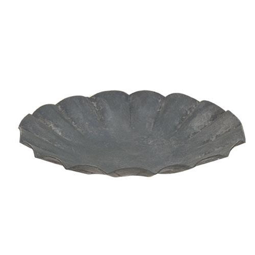 Graywashed Tin Fluted Candle Pan 3.5