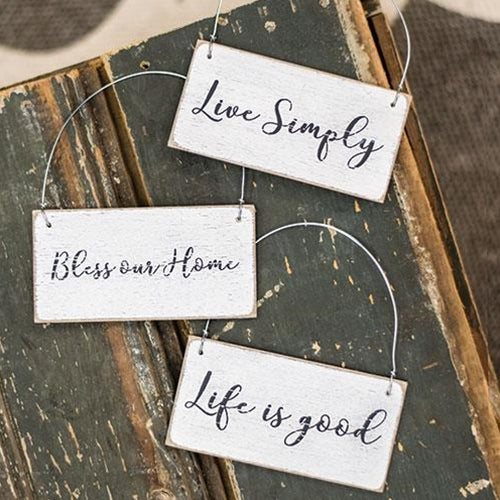 Live Simply Ornament 3 Asst. (Pack of 4)