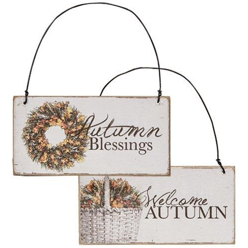 Autumn Blessings Ornament 2 asstd. (Pack of 4)